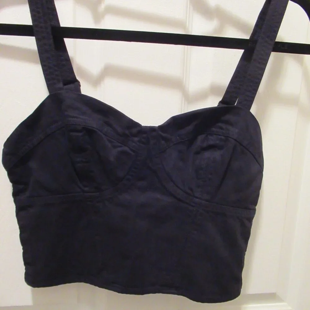 Black Bustier Crop Top, Young Fabulous & Broke NWT Pin-up Retro Hot Topic Denim - Picture 8 of 8